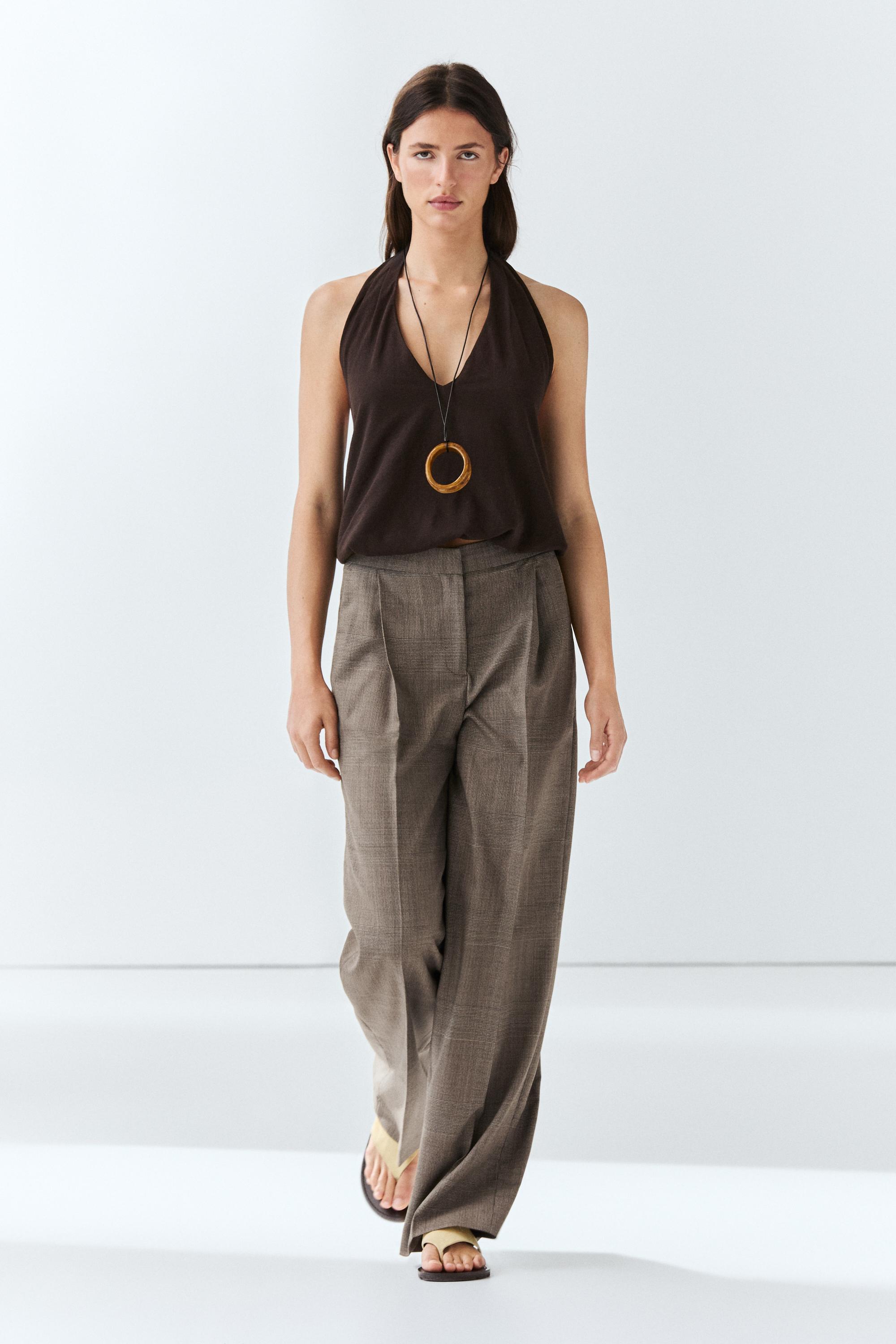 Check wool suit trousers